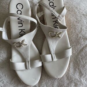 Calvin Klein White Sandals Minimalist Design